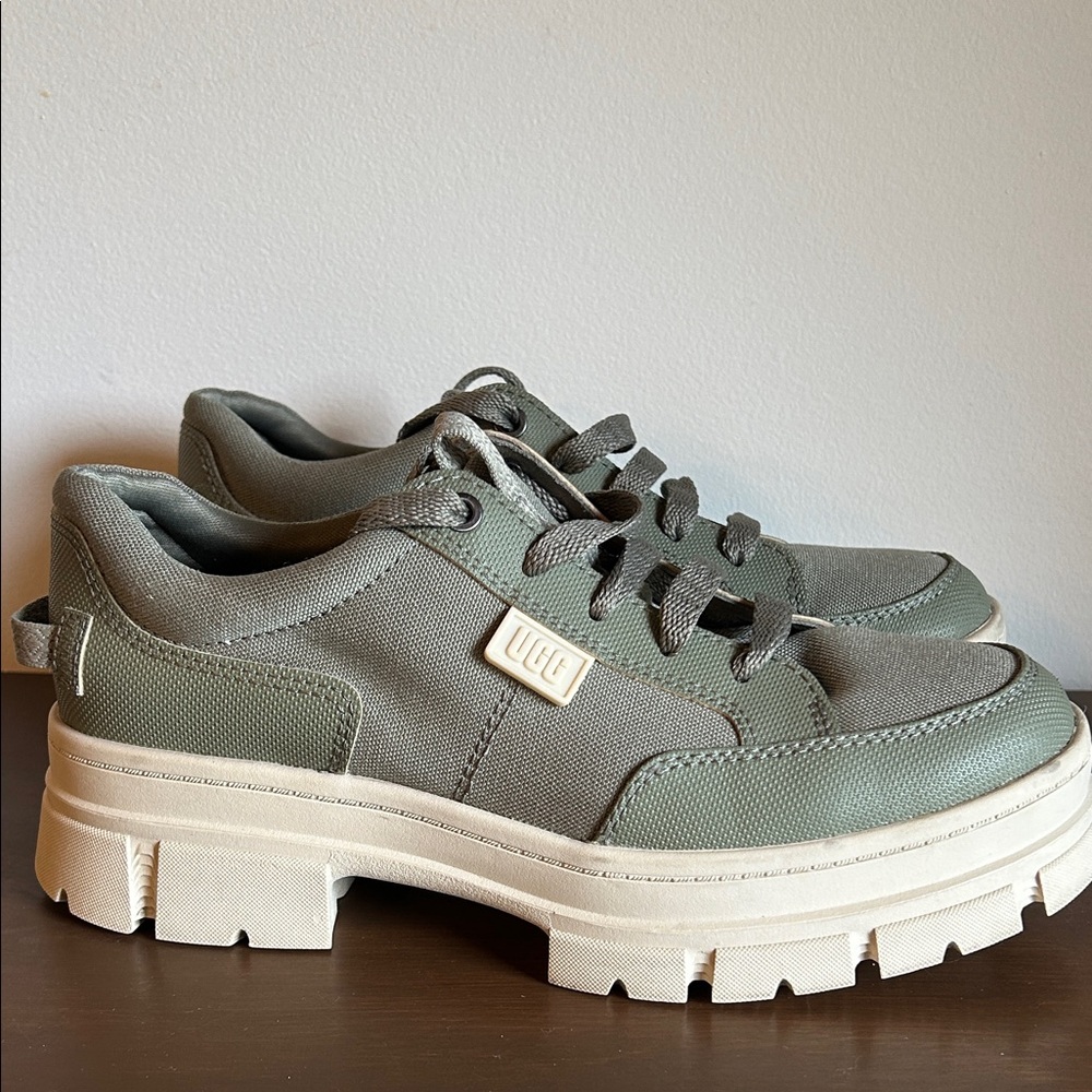 UGG Olive Green Platform Sneakers with Cream Soles
